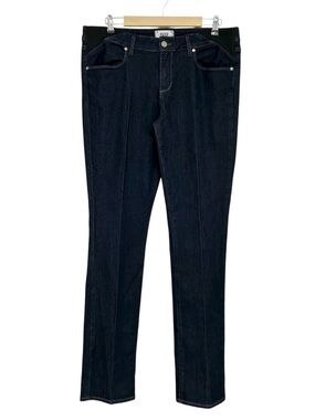 Paige Skyline Straight Stretchy Dark Made in USA Versatile Maternity Jeans 33